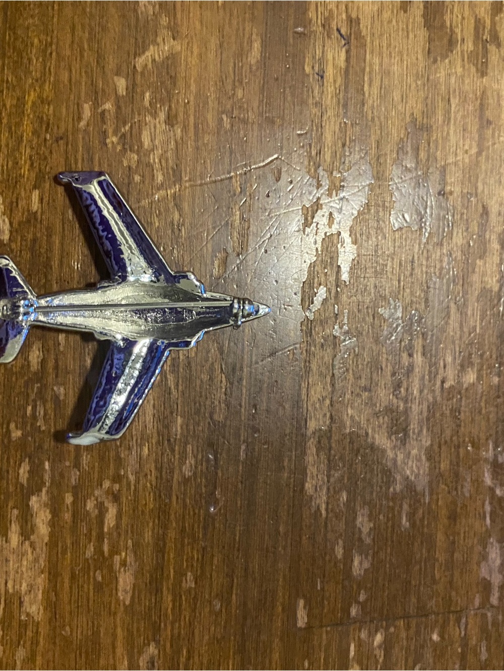 Silver Rhinestone Airplane Pin Brooch - Picture 3 of 3